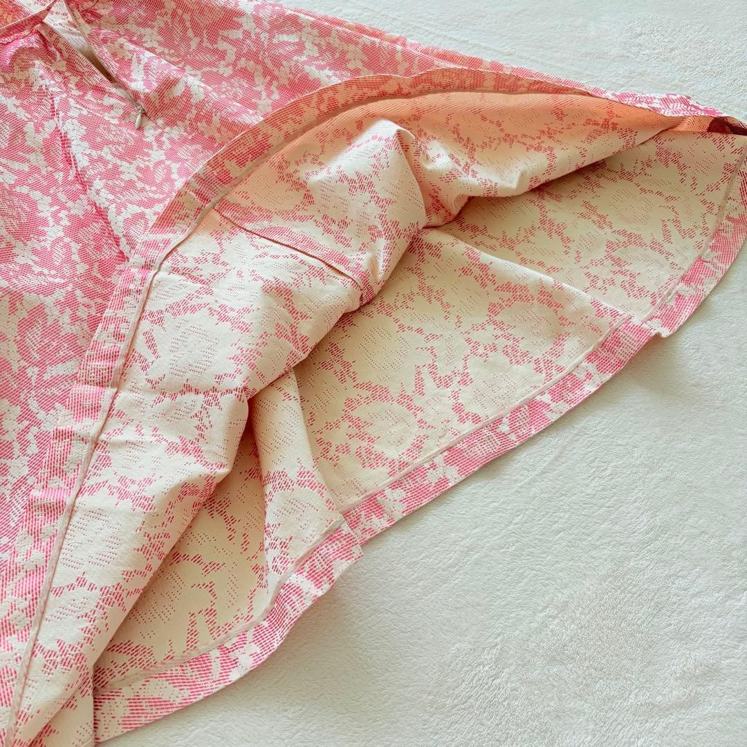 VALENTINO Floral Jacquard Dress Pink Size XL Elegant Designer Belted From Japan thumbnail 21