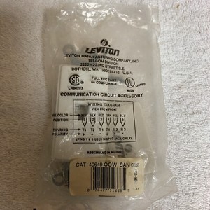 Leviton 40649-W Phone Jack Decora Insert - 6 Position 4 Conductor - White 078477