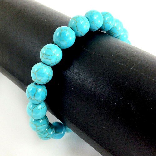 Pulsera Elástica Red de Piedras Preciosas Magnesita Azul Turquesa Cuentas Redondas 4 6 8mm 10 12 - Imagen 3 de 22