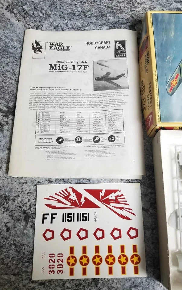1/48 Hobbycraft Mig-17f Mikoyan Guryevich Nuevo Kit Sin Construir HC 1593 Foto 3 de 3
