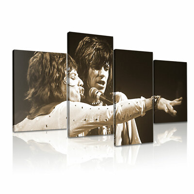 Rolling Stones Mick Jagger Keith Richards 4 Stück gespanntes Leinwandbild Wandbild