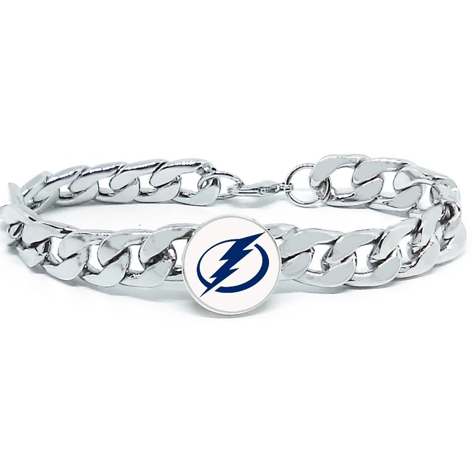 LARGE Tampa Bay Lightning Mens 2PcSet Hockey 24" Necklace With Bracelet D4D30 - Image 2 of 4