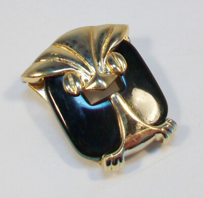 Vintage Signed P&M PARIS Stylized OWL Figural Mid Century Modern Lucite Pin