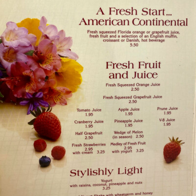 Vintage 1980s American Continental Breakfast Restaurant Menu Cleveland Ohio