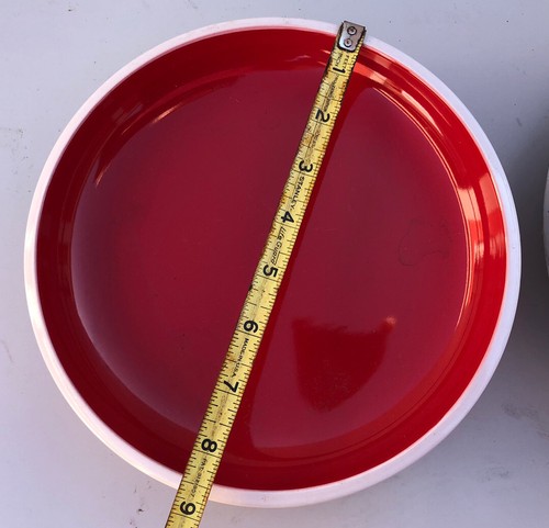 SET (8) Rachel Ray Rise Red Ceramic Plates- (4) 11" Dinner + (4) 8.75" Salad - Picture 6 of 9
