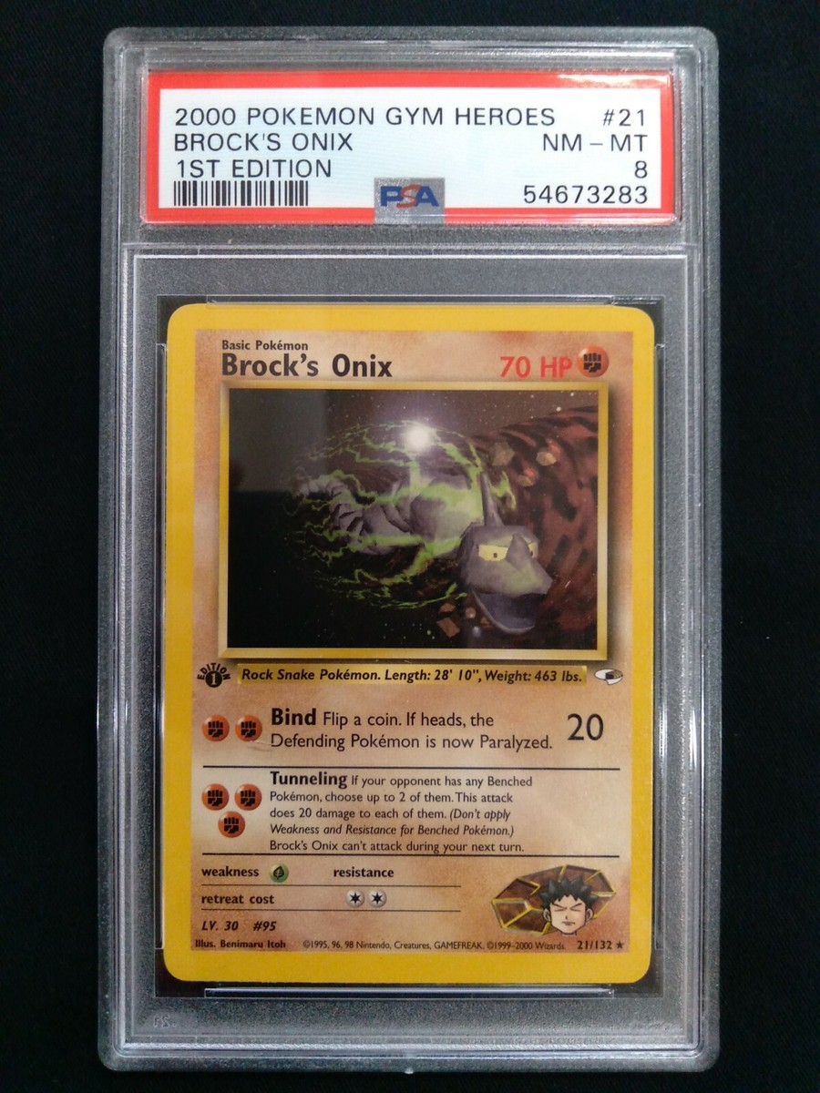 2000 Pokemon Gym Heroes BROCK'S ONIX #21 NM-MT 1st Edition Graded