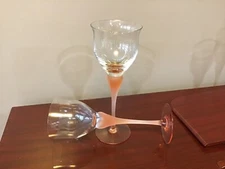 Sea Mist Coral Frosted Stem Mikasa Crystal Wine Glasses -  9 1/4" Sold in Pairs