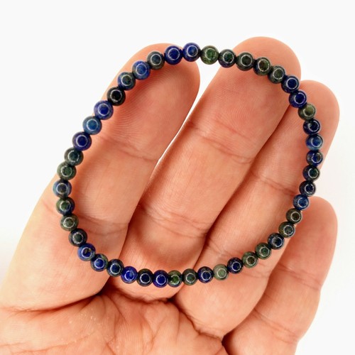 Elegant Genuine Gemstone Chrysocolla Lapis Lazuli 4mm Bracelet Elastic Christmas - Picture 5 of 12