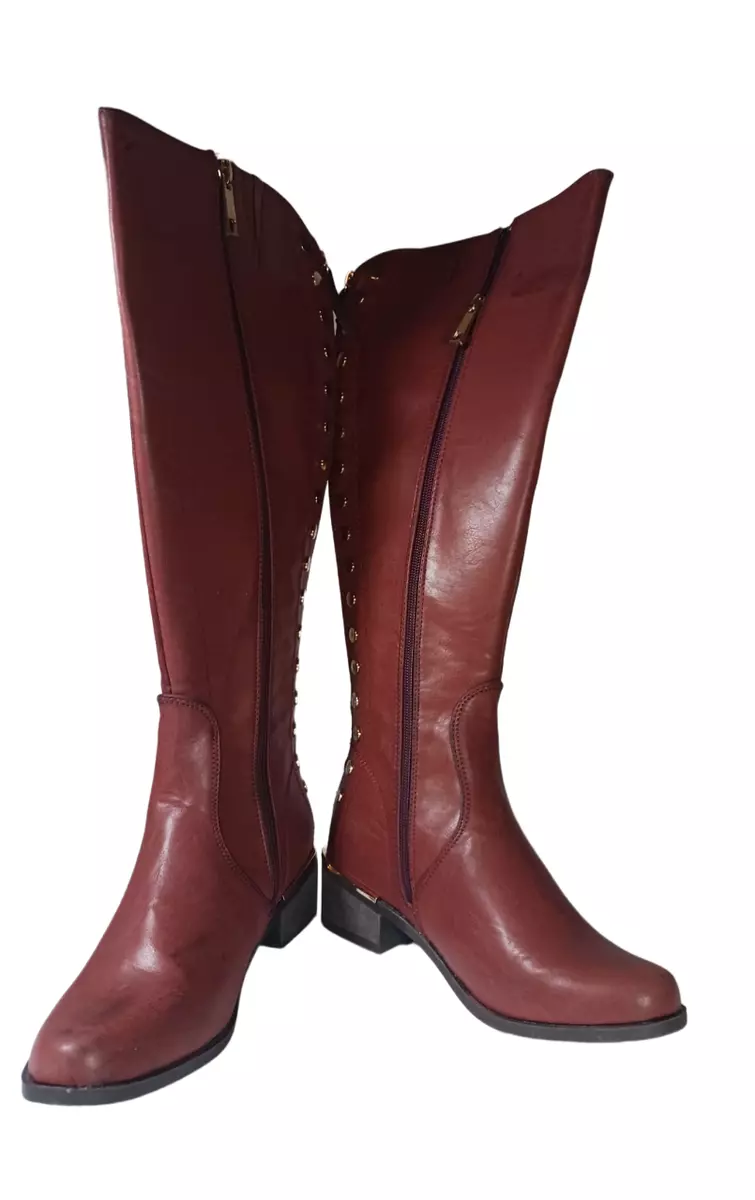 Brown boots sale with red zipper