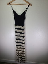 Free People Crochet/Lace Spaghetti Straps Midi Dress Black/Ivory Size S