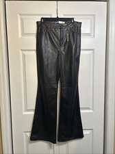 NWT Old Navy Faux Leather Flare Higher High Rise Pants Size 10 Black