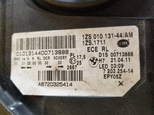 BMW 5 SERIES 520D M SPORT 2010 O/S/F HEADLIGHT (BIXENON) 7203254 - Bild 8 von 11