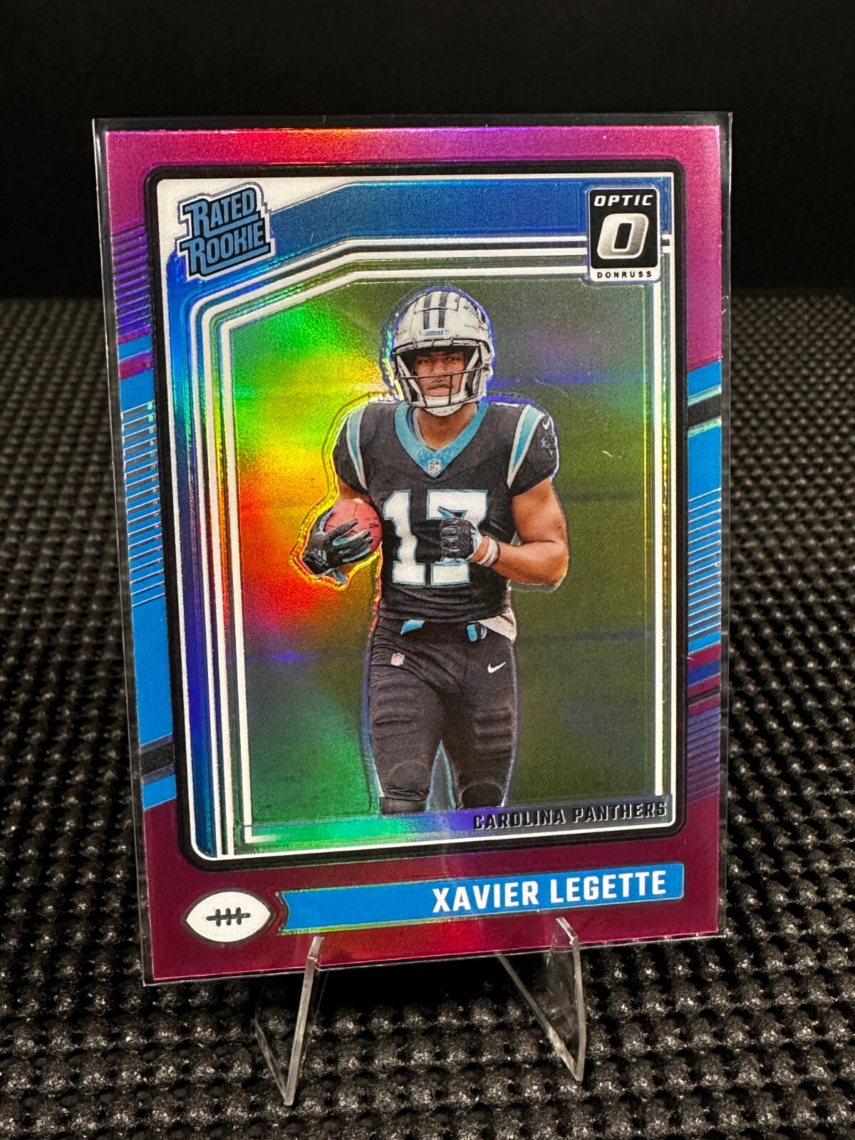 2024 Donruss Optic Xavier Legette Pink Holo Prizm Rated Rookie #299 Panthers