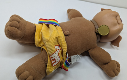 Toppa cavolo vintage 1983 bambini animale Koosas cane giallo arcobaleno bretelle 14" - Foto 18 di 21