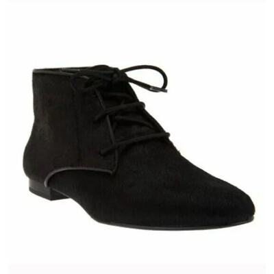 Lori Goldstein Women Lace Up Chukka Booties Adrienne Size US 8M Black Pony Hair