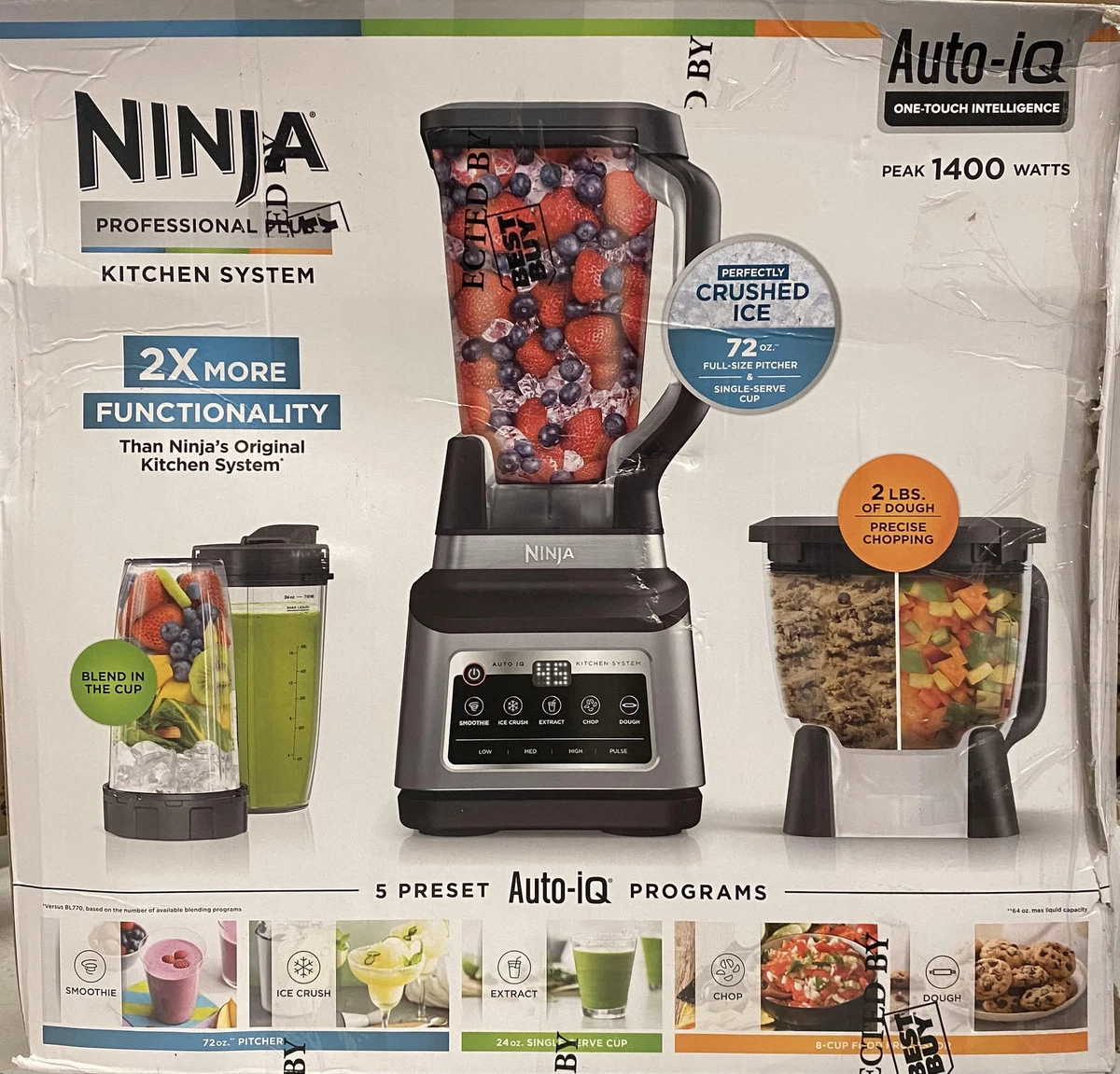 Ninja Professional Plus Kitchen System with Auto-iQ & (2) 24oz Single-Serve  Cups Black/Stainless Steel BN801 - Best Buy