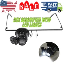 20X Magnifying Magnifier Glasses Magnifaction Jeweler Loupe Repair LED Light New
