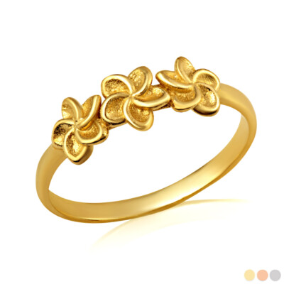Goldring Hawaii Blume Plumeria (erhältlich in Gelb-/Rosé-/Weißgold)