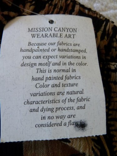 Pantaloni nuovi con etichette MISSION CANYON Rayon neri e oro boho art-to-wear gamba intera alti OS - Foto 5 di 9