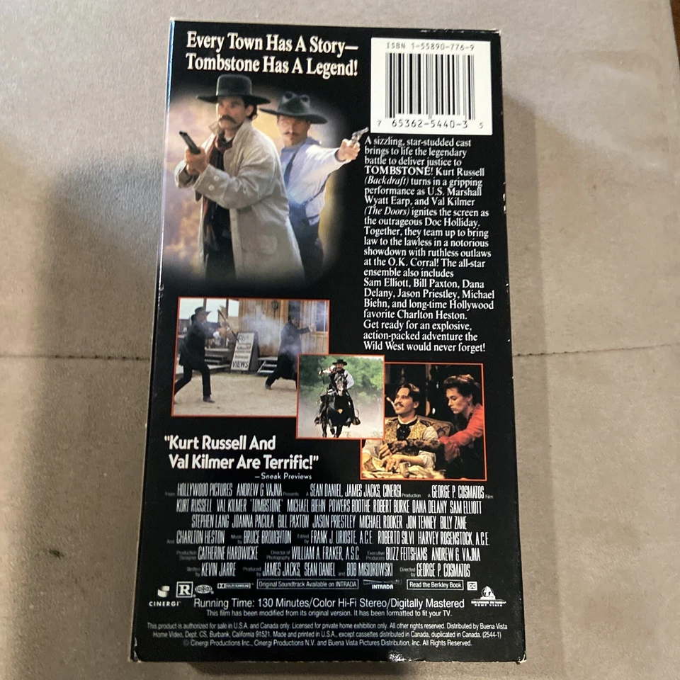 Tombstone (VHS, 1994) Kurt Russell & Val Kilmer - Image 2 of 4
