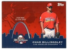 CHAD BILLINGSLEY LOT OF 2 DIFFERENT GAME USED ALL-STAR,& REGULAR JERSEY CARD