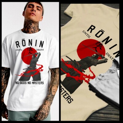 Samurai t-shirt Japanese warrior Bushido Code Japan Kanji Ronin Blood XL white