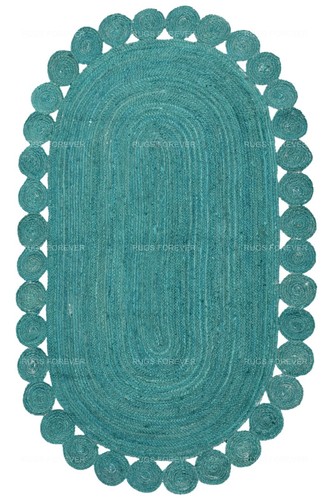 Oval Area Rug Scalloped Living Room Orange Boho Kilim Handmade Jute Carpets 3x10 - Picture 45 of 61