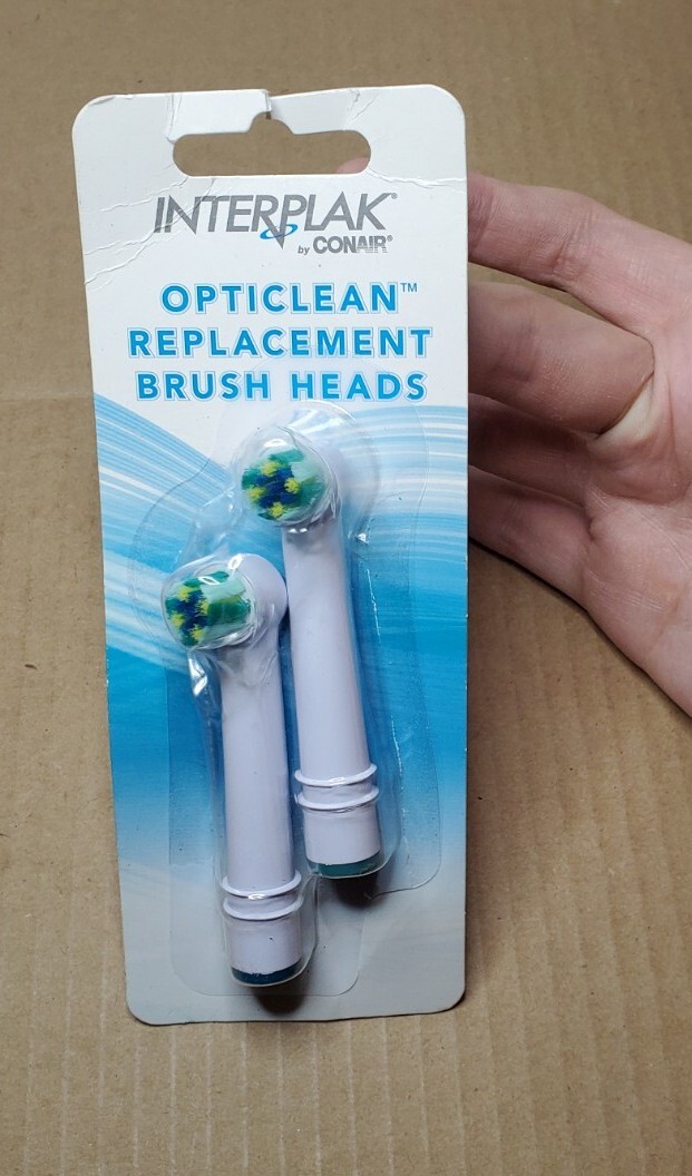 Interplak by Conair OptiClean Replacement Brush Heads 2 Pack New