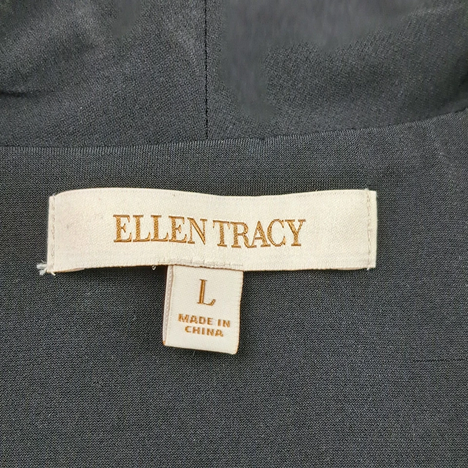 Conjunto Falda Blazer Ellen Tracy Mujer Talla 12 Grande Negro Carrera Tejido Cascada Foto 2 de 4