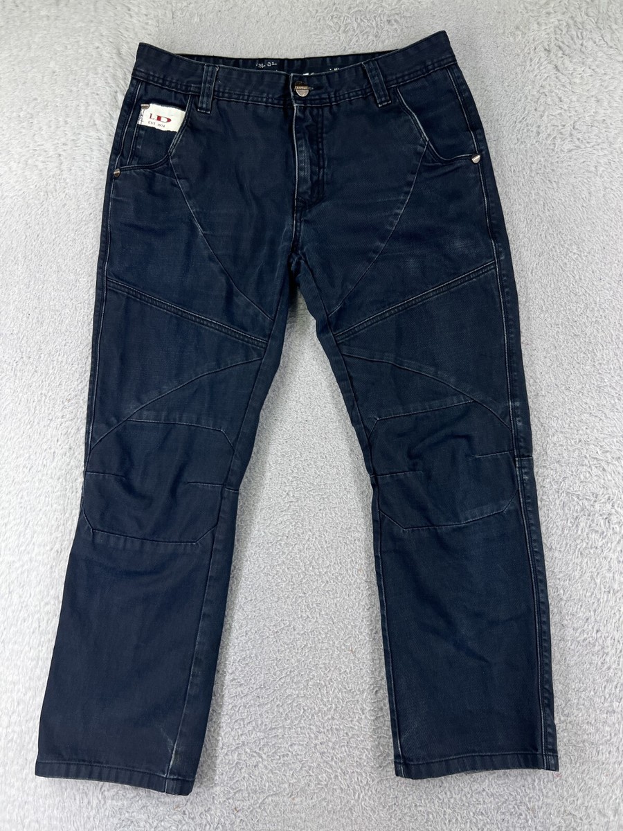 LaoDao Pants Mens 33 Black Denim Jeans Straight Leg Cinch