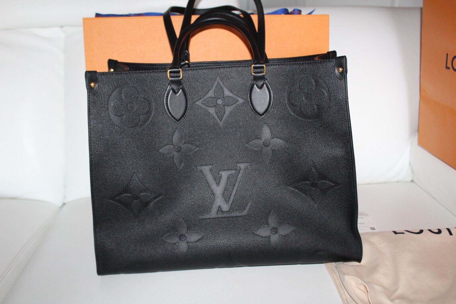 Louis+Vuitton+OnTheGo+Tote+GM+Black+Leather for sale online