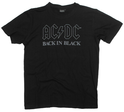 AC DC T Shirt Back In Black Official Logo Rock Band Album Cover M L XL ...