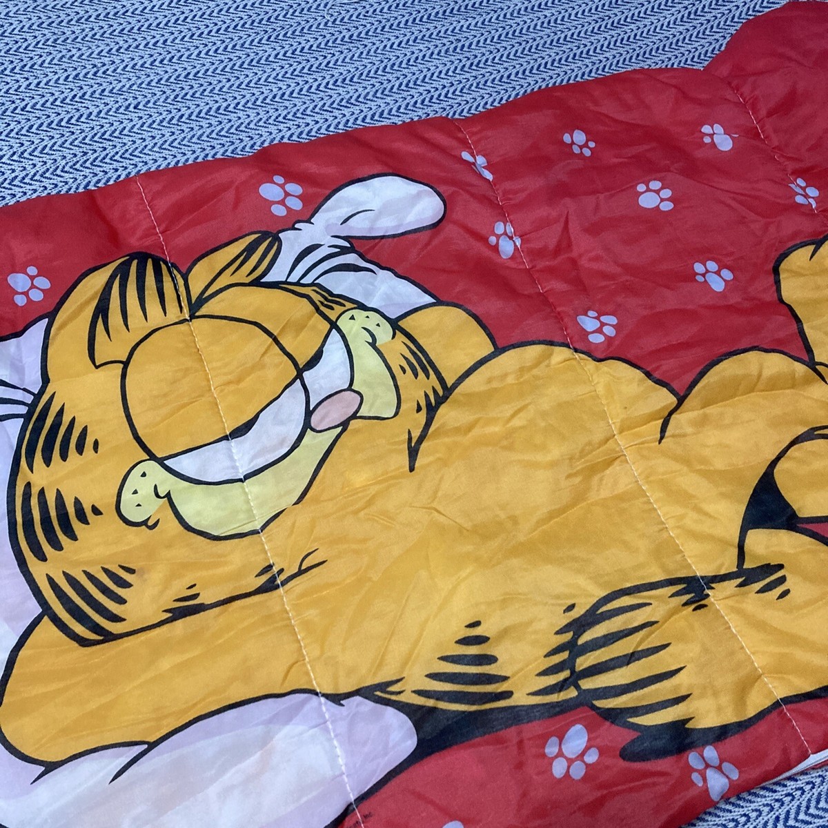 Vintage 1978 ERO Garfield Sleeping Bag Zip Up Blanket 53” x 27
