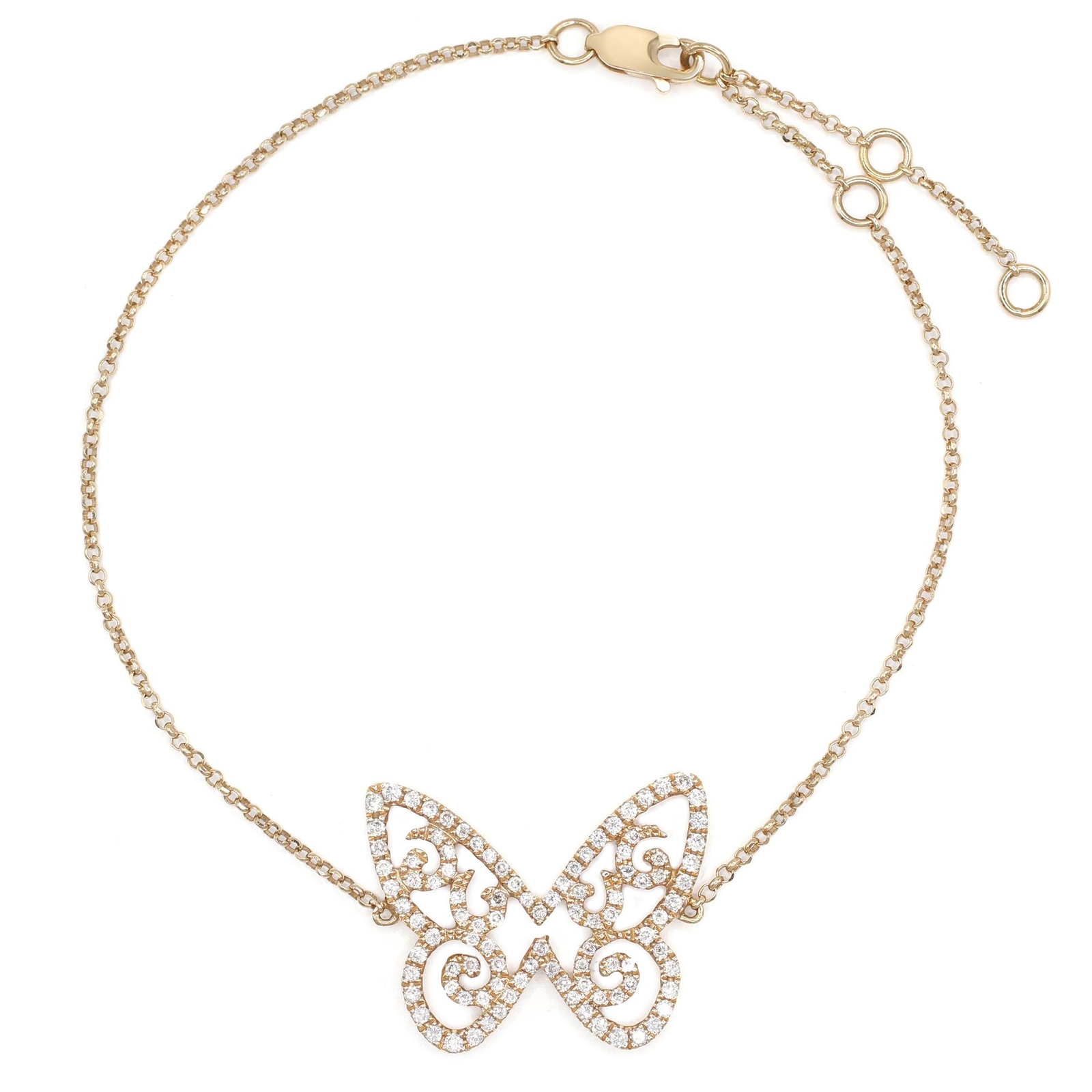 Браслет-цепочка в виде бабочки с бриллиантами Rachel Koen из розового золота 18 карат 046 карат 259090₽