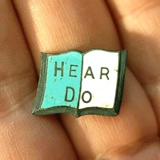 HEAR DO CLUB Vintage Metal Pinback they listened heard and did