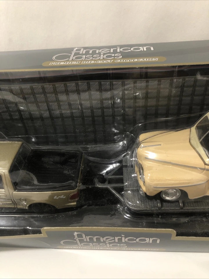 American Classics 1:43 Scale Ford Pickup w/Ford Deluxe on Trailer Set Rare - Image 2 of 4