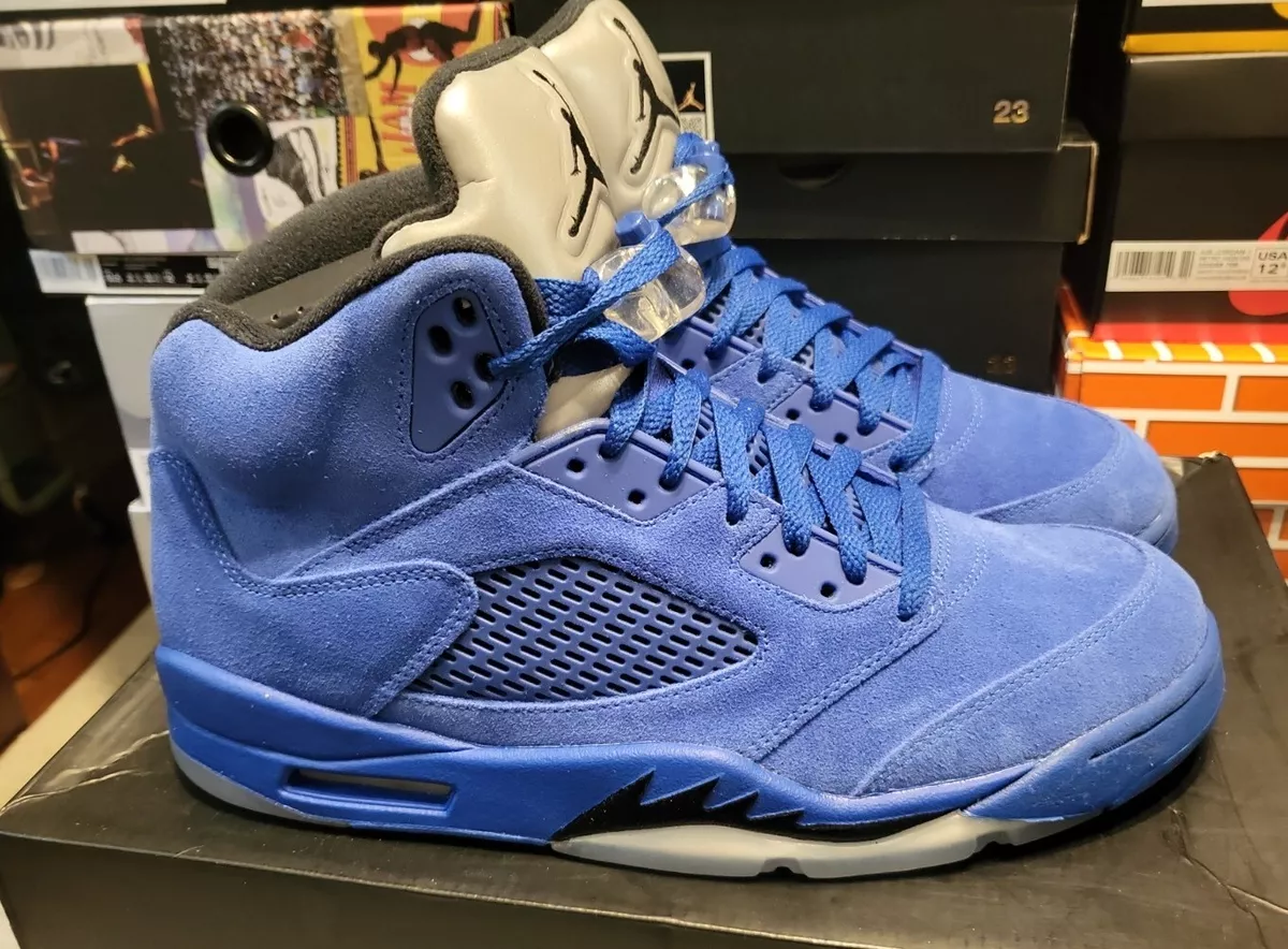Air jordans 5 sales blue suede
