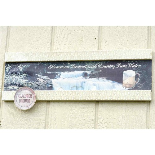 Kraeusen Brewed Beer Sign, RARE 1970s Schaefer Brewing Co Kraeusen Beer