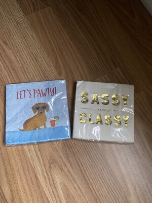 Pier 1 Imports 2 packages of paper napkins  lets Pawty  and  Sassy and Classy 