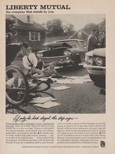 1961 Liberty Mutual Insurance - Car Hits Boy On Bike Accident - Print Ad Photo