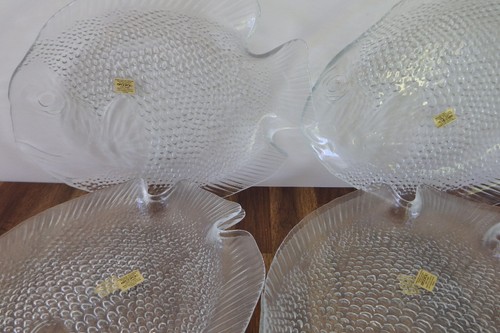 Arcoroc Glass Fish Poisson Entree Plates x 6 NEW France 27 x 21cm - Picture 3 of 9