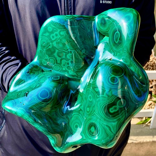 14.3LB Natural glossy Malachite transparent cluster rough mineral sample - 第 1/17 張圖片