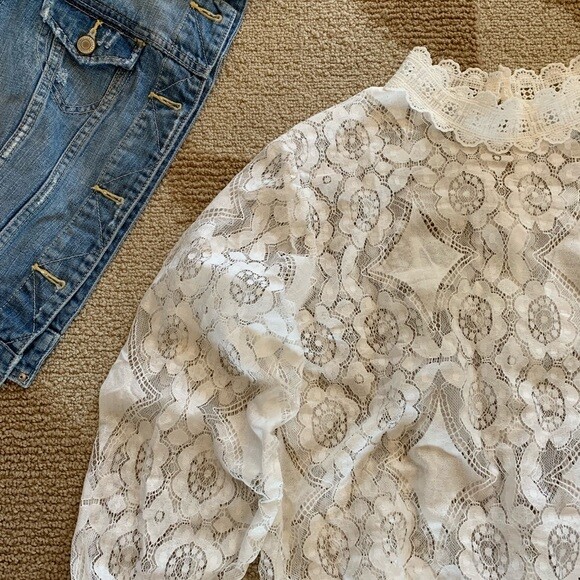 Shop white lace boho top New Arrivals White Sheer Lace Long Sleeve Babydoll Top