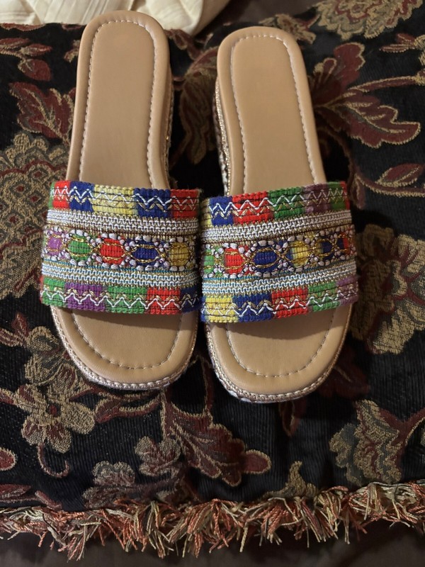 Woman's colorful backless shoes size 8