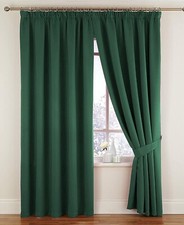 Pencil Pleat Thermal Blackout Curtains Pair Ready made with 2 FREE Tie Back