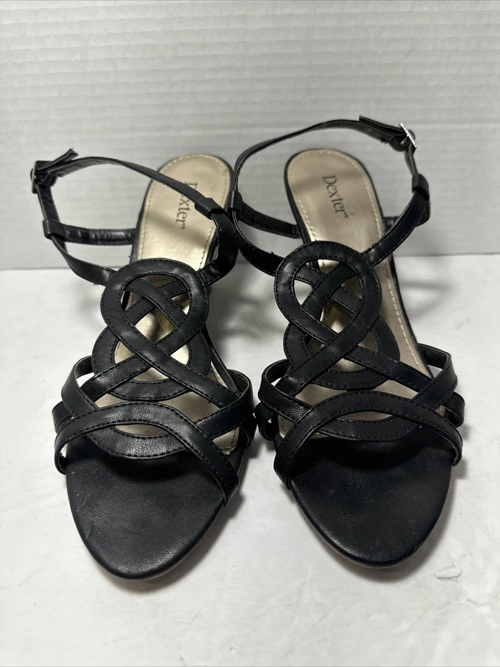 Dexter Tirantes Cuña Punta Abierta Negro Cordón Para Mujer Talla 8.5 En muy buena condición G-1 Foto 3 de 4