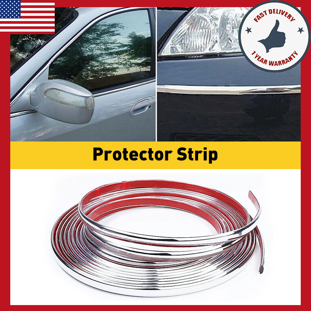 Car Moulding Body Trim Strip Door Guard Protector Chrome 0.47inchx16ft USA EXS