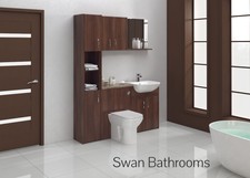 TOBACCO WALNUT BATHROOM FITTED FURNITURE 1600MM WITH WALL UNITS