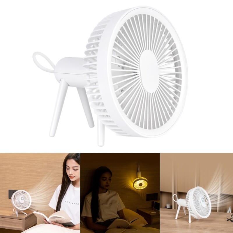 Camping Fan with LED Tent Light Portable Rechargeable USB Desk Fan eBay