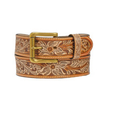 Brighton Men's Natural Floral Tan Leather Belt C14124